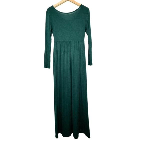 Dark Green Long Sleeved Maxi Dress Medium - Picture 2 of 6